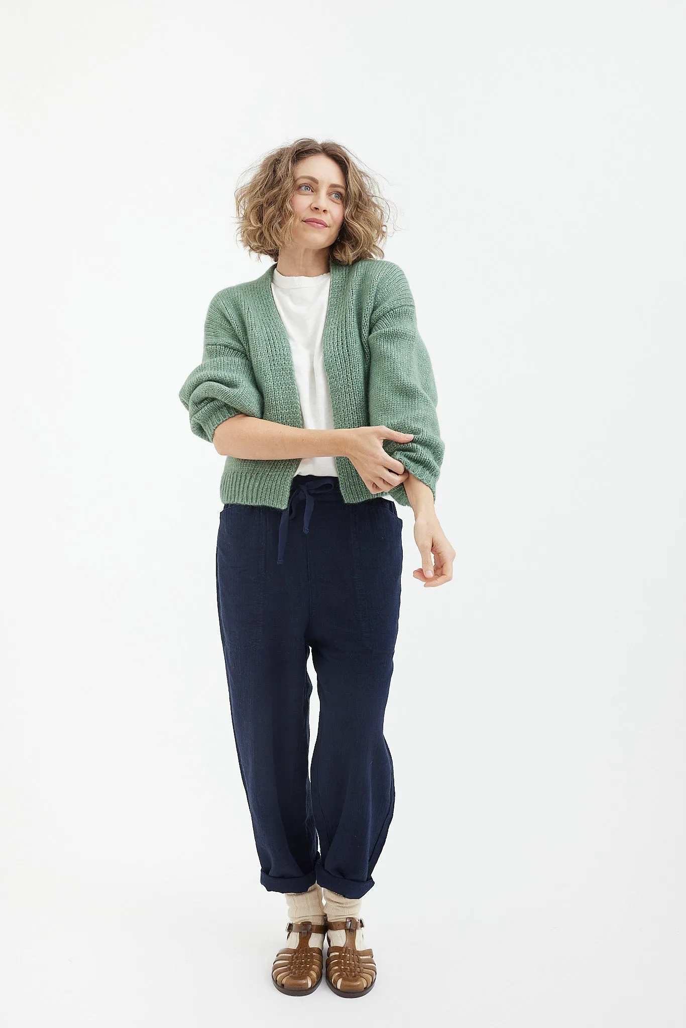 Toast - Brushed Cotton Linen Herringbone Trousers