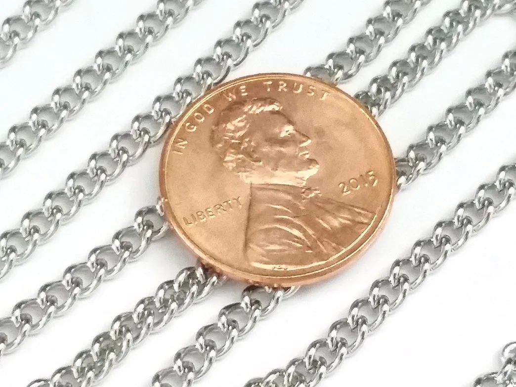 Twist Chain, Stainless Steel Chain, Bulk 50 Meters Spooled, 4x3x1mm, #1936