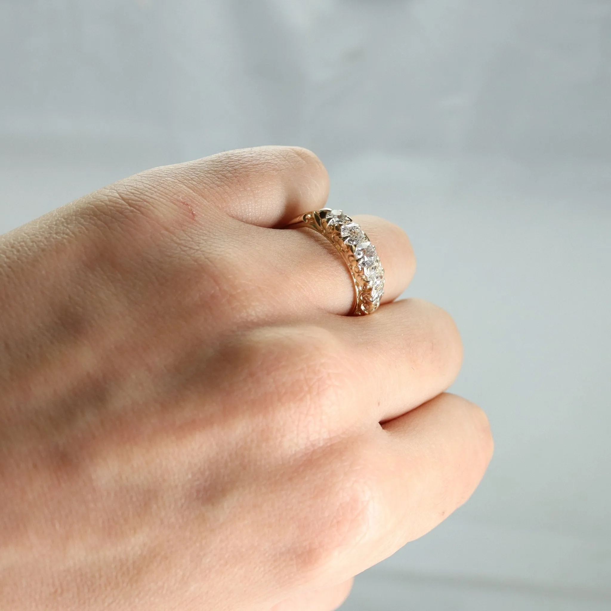 Victorian Yellow Gold Five Stone Diamond Ring