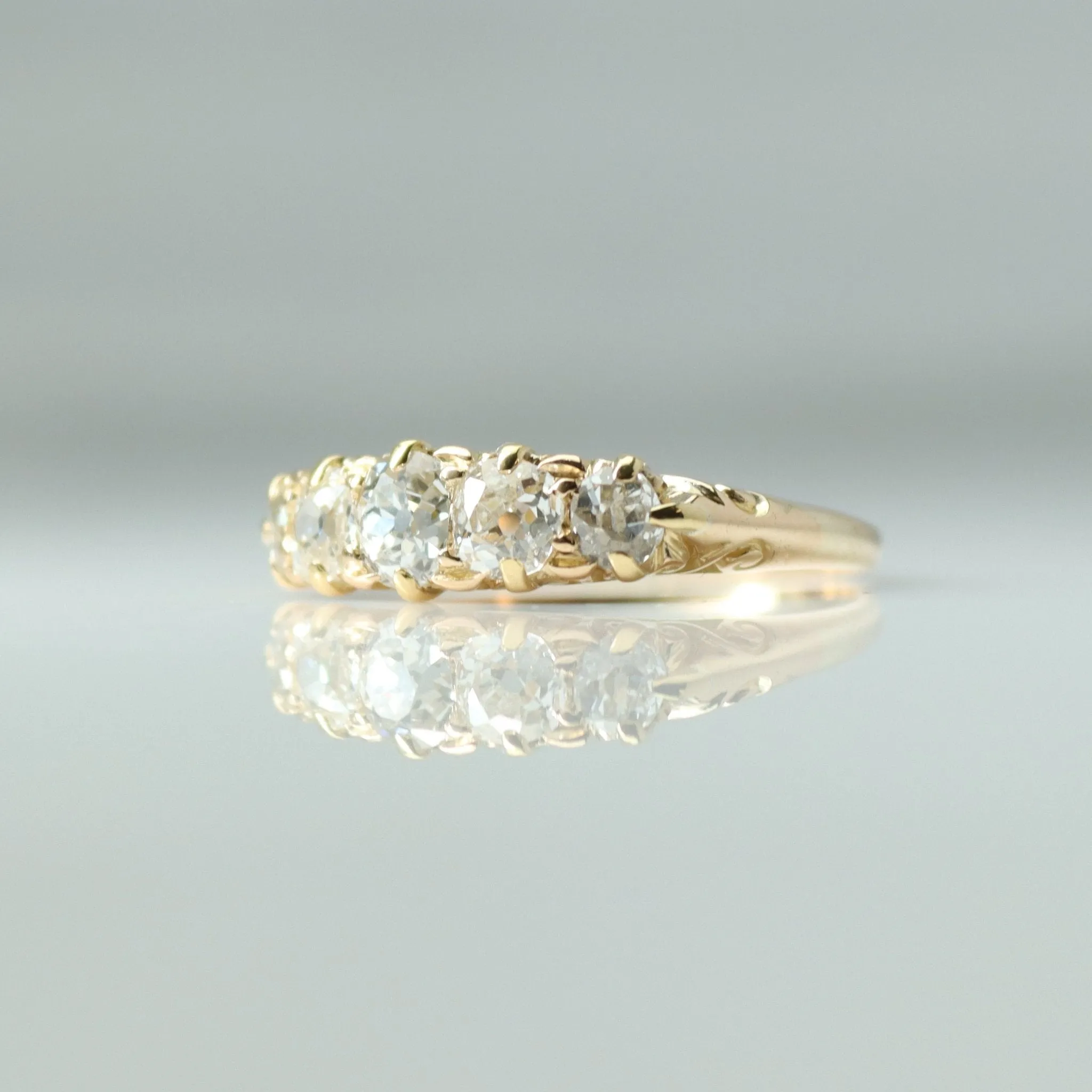 Victorian Yellow Gold Five Stone Diamond Ring