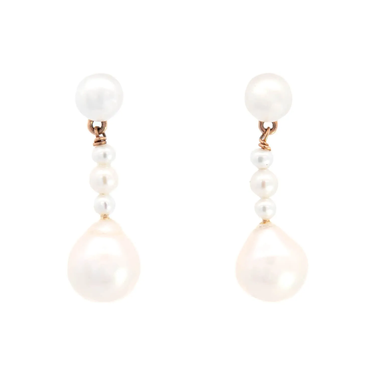 Vintage 14k Pearl Dangle Earrings