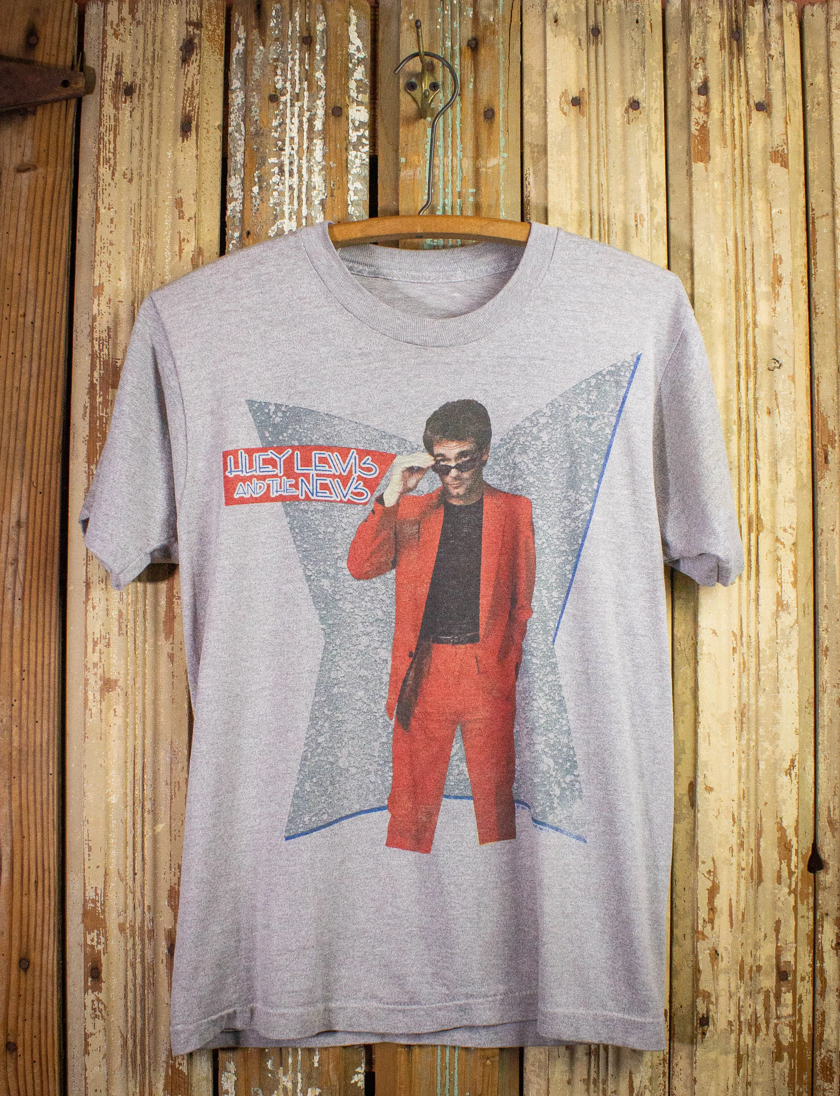 Vintage Huey Lewis & The News Heart of Rock & Roll Concert T Shirt 1984 Gray Small