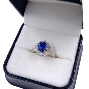 Vintage Platinum Sapphire & Diamond Ring