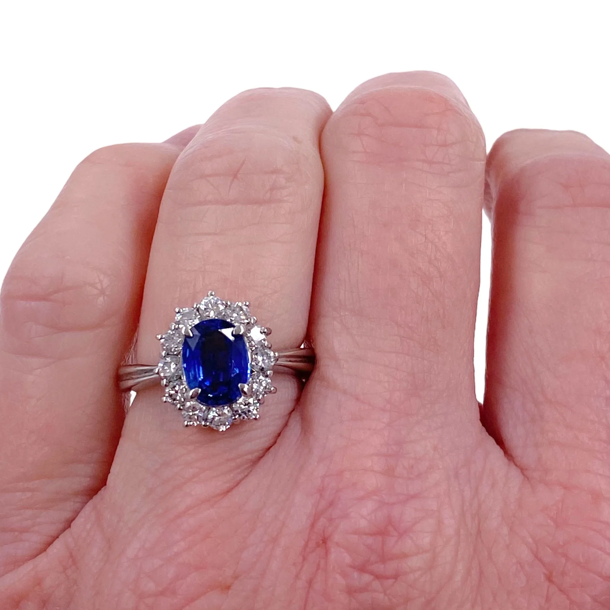 Vintage Platinum Sapphire & Diamond Ring