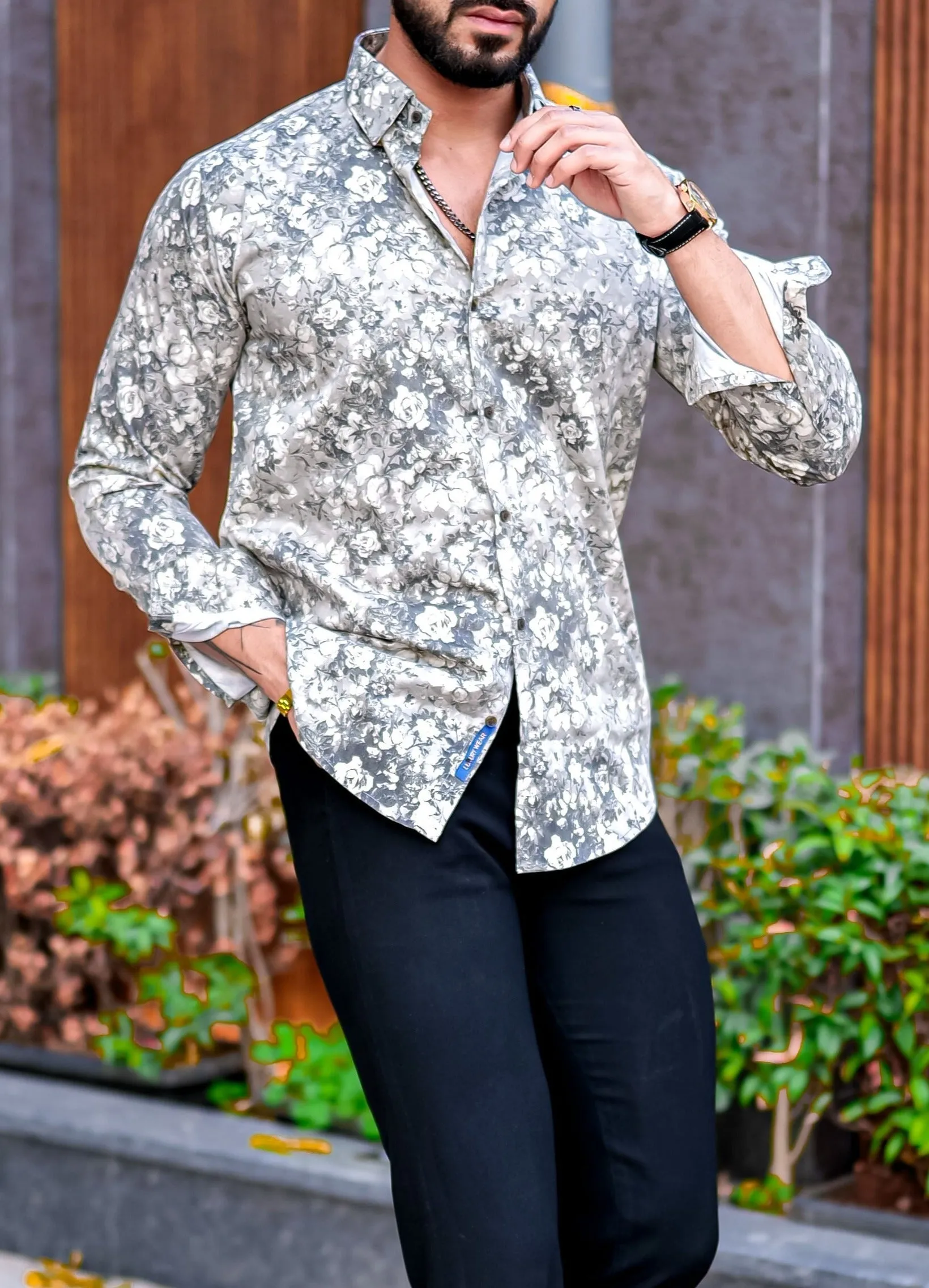 VOZIA Spire Floral Printed Button-Up Men's Shirt