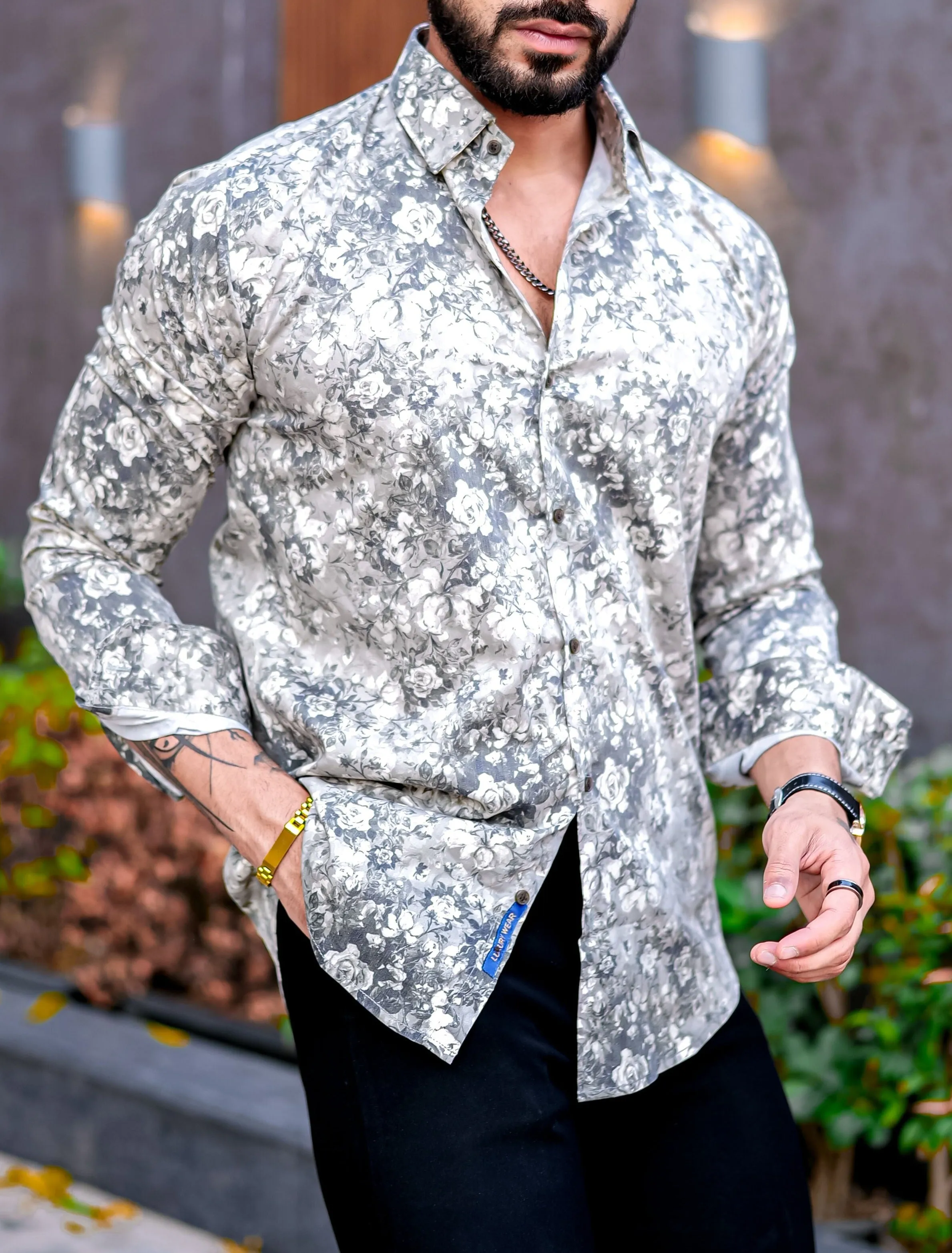 VOZIA Spire Floral Printed Button-Up Men's Shirt