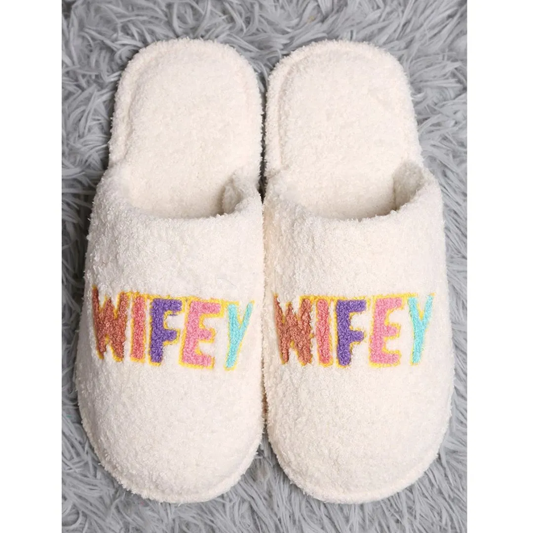 Wifey Chenille Patch Slippers