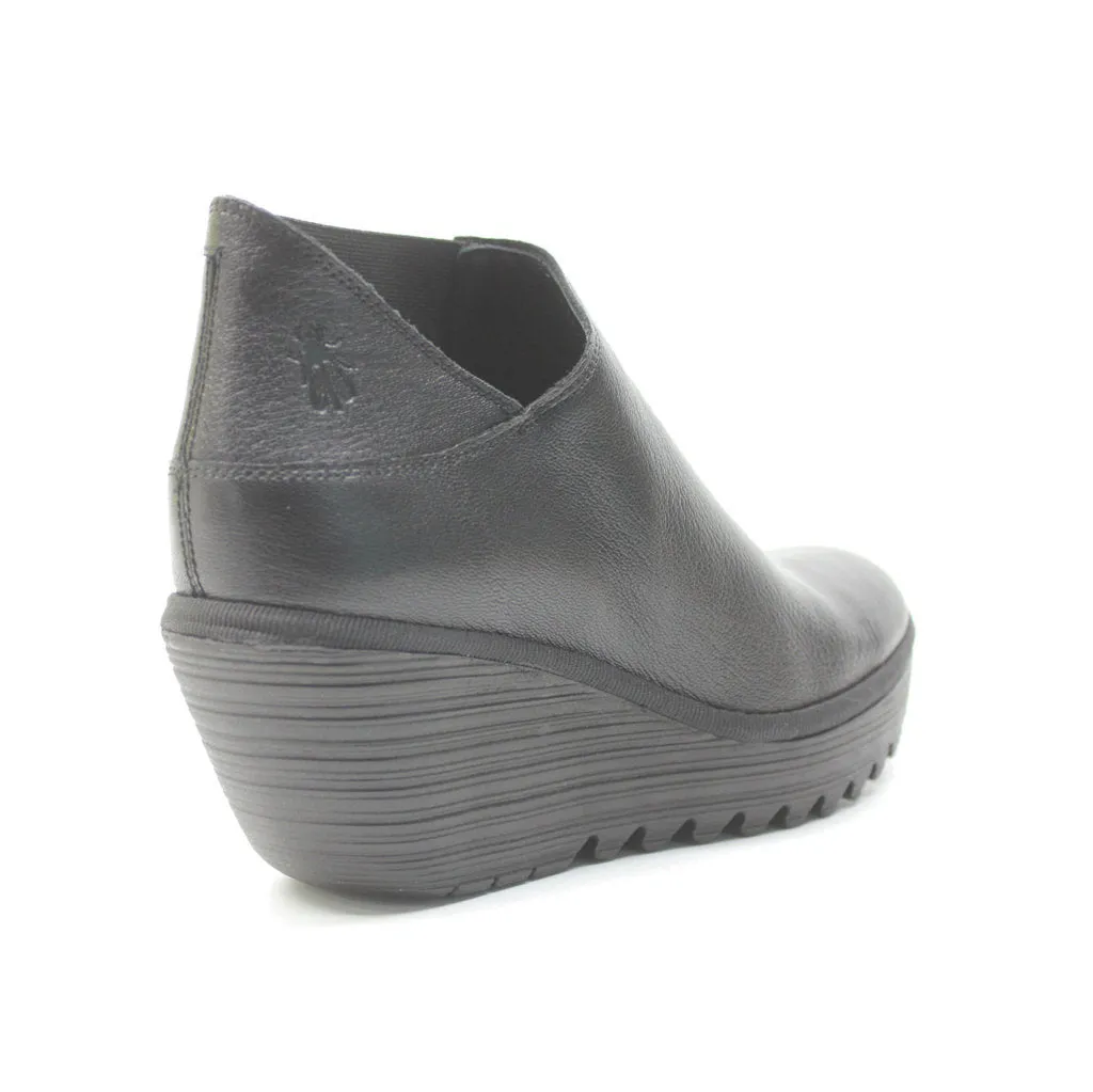 Yego400Fly Mousse Leather Women's Wedge Heel Ankle Boots