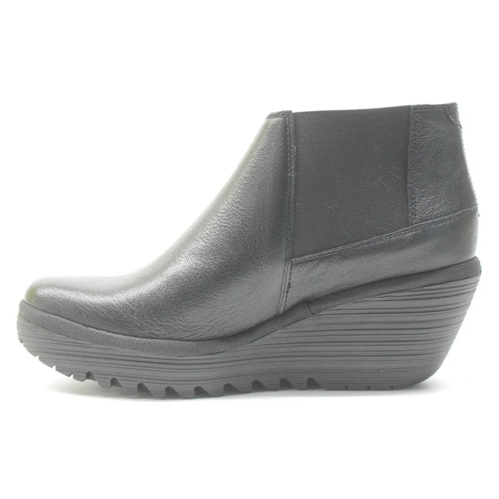 Yego400Fly Mousse Leather Women's Wedge Heel Ankle Boots