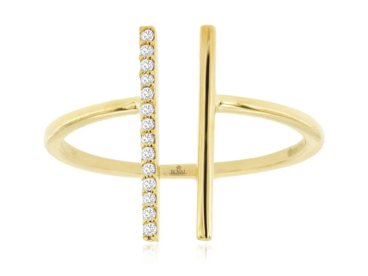 Yellow Gold Open Diamond T Ring