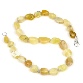 Yellow Opal Nugget Knotted Necklace with Sterling Silver Fancy Lobster Clasp